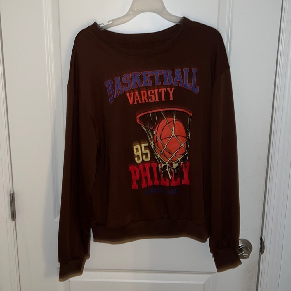 Brown varsity sweatshirt
